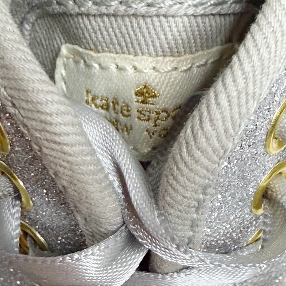 Keds X Kate Spade Baby Girls Champion Silver Glitter Shoes - Picture 5 of 6